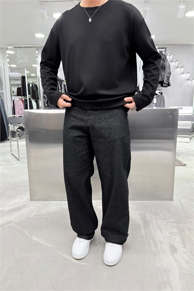 Antrasit Basic Baggy Pantolon