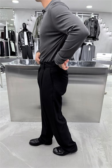 Antrasit Basic Premium Oversize Polo Yaka Tişört