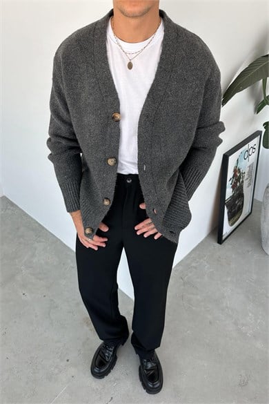 Antrasit Basic Soft Relaxed Hırka