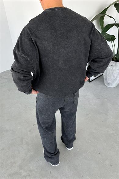 Antrasit Basic Yıkamalı Oversize Sweat