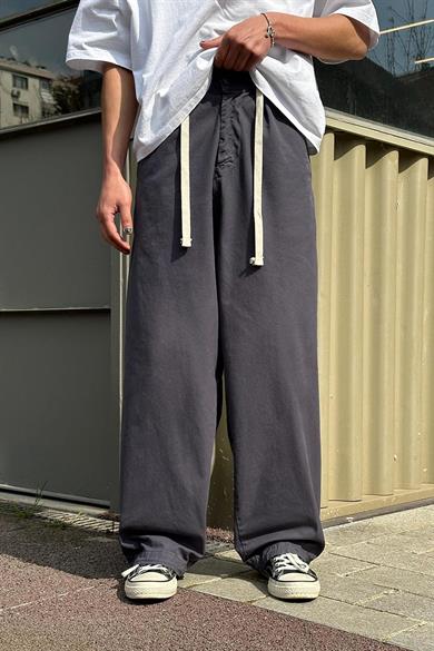 Antrasit Beli İp Detaylı 004 CH Ekstra Bol Baggy Pantolon