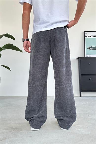 Antrasit Fitilli Kadife Kumaş Baggy Pantolon