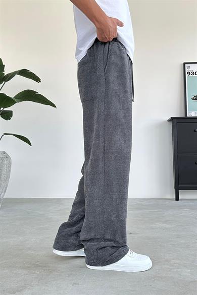 Antrasit Fitilli Kadife Kumaş Baggy Pantolon