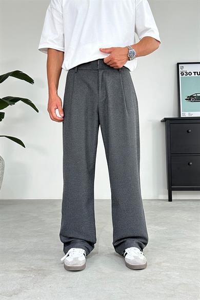Antrasit Pile Detay 01 Baggy Kumaş Pantolon