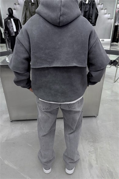 Antrasit Ravege Studio Yıkamalı Oversize Sweatshirt