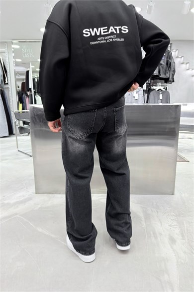 Antrasit Soft Degrade Basic Baggy Pantolon