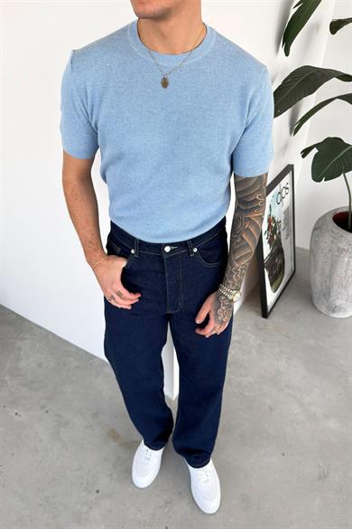 Bebe Mavi Basic Bisiklet Yaka Triko Relaxed Tişört