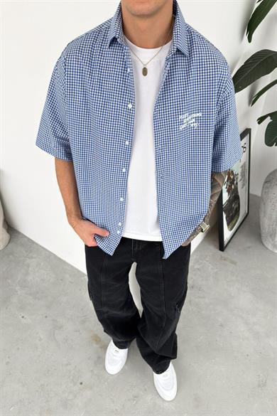 Bebe Mavi Hope Baskılı Kareli Gömlek