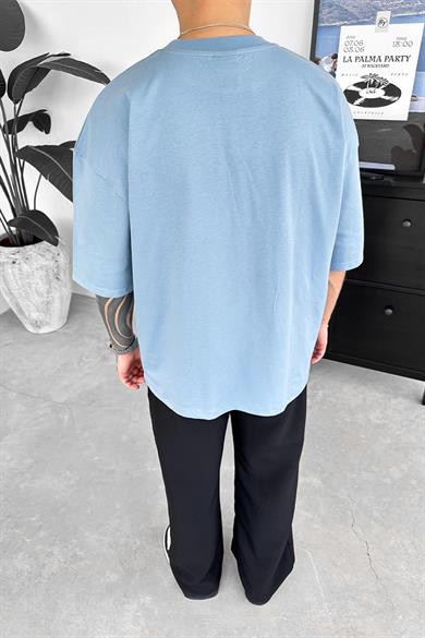 Bebe Mavi Minimal Tiger Baskılı Oversize Tişört