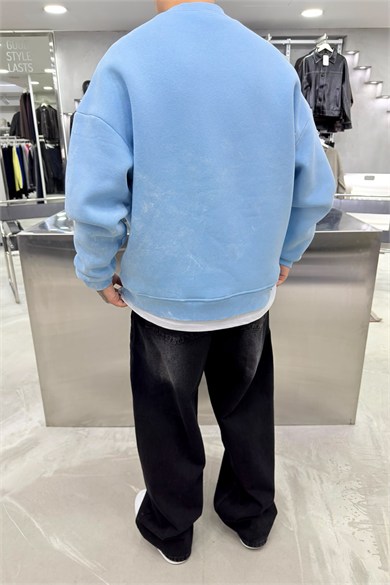 Bebe Mavi Nakış Detaylı Yıkamalı Sweatshirt