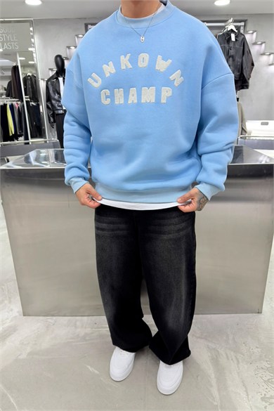 Bebe Mavi Unkown Nakışlı Oversize Sweatshirt