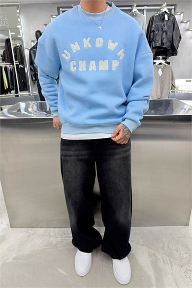 Bebe Mavi Unkown Nakışlı Oversize Sweatshirt