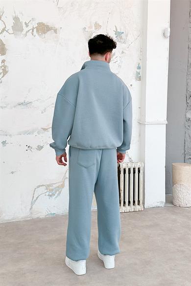 Bebe Mavisi Cozy Basic Çift Fermuar Oversize Sweatshirt