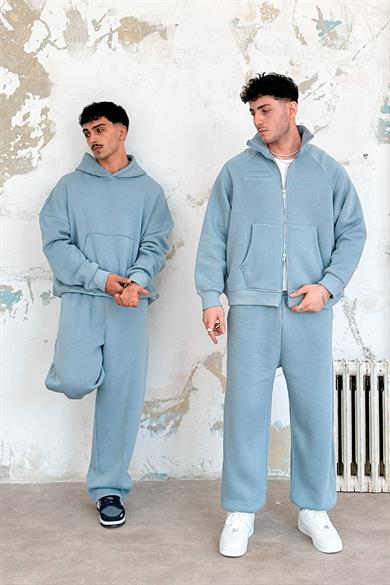 Bebe Mavisi Cozy Basic Çift Fermuar Oversize Sweatshirt