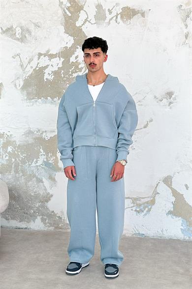 Bebe Mavisi Cozy Basic Tam Fermuar Oversize Sweatshirt