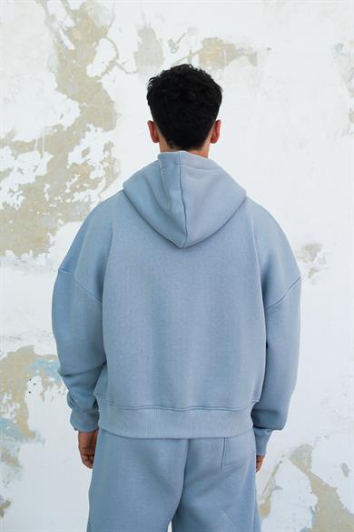 Bebe Mavisi Cozy Basic Tam Fermuar Oversize Sweatshirt