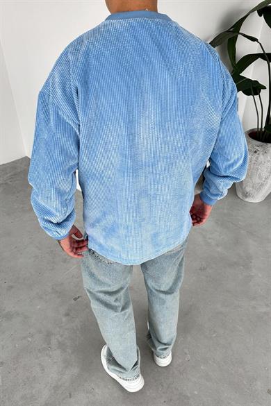 Bebe Mavisi Fitilli Kadife Basic Sweat