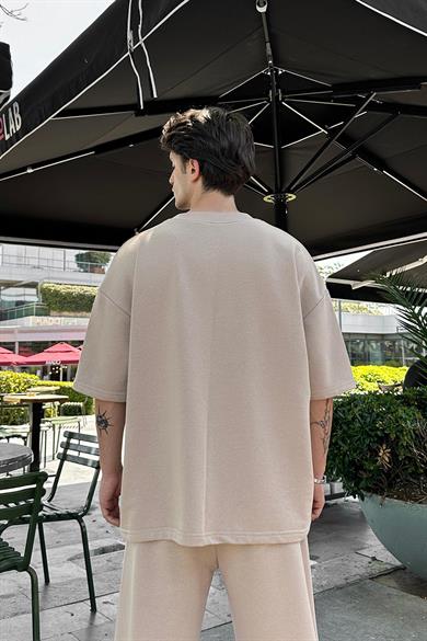 Bej 350GSM OUTPLENTY PREMİUM Basic Oversize Tişört