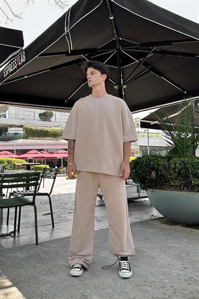 Bej 350GSM OUTPLENTY PREMİUM Basic Oversize Tişört
