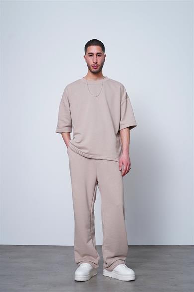 Bej 350GSM OUTPLENTY PREMİUM Paçası Ayarlanabilir Baggy Eşofman
