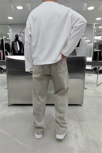 Bej Basic Baggy Pantolon