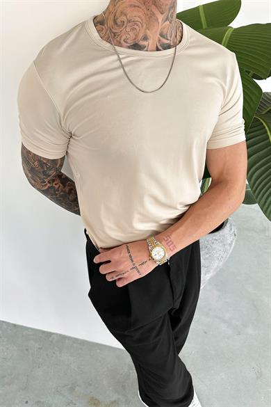 Bej Basic Premium Relaxed Tişört
