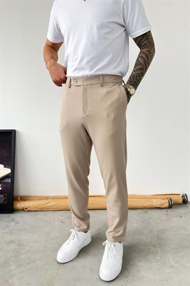 Bej Basic Regular Fit Kumaş Pantolon