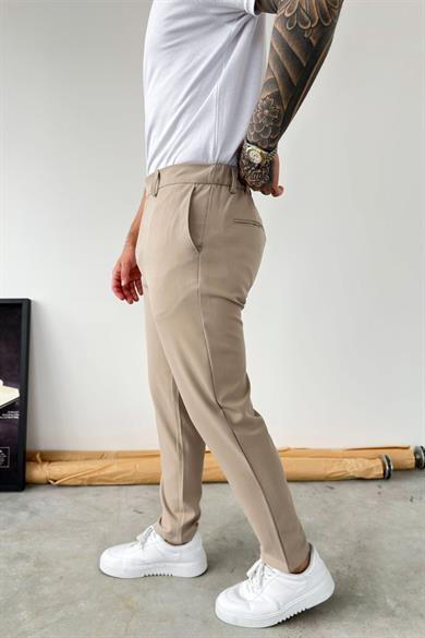 Bej Basic Regular Fit Kumaş Pantolon