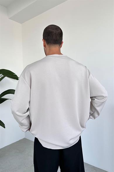 Bej Basic Uzun Kollu Oversize Tişört