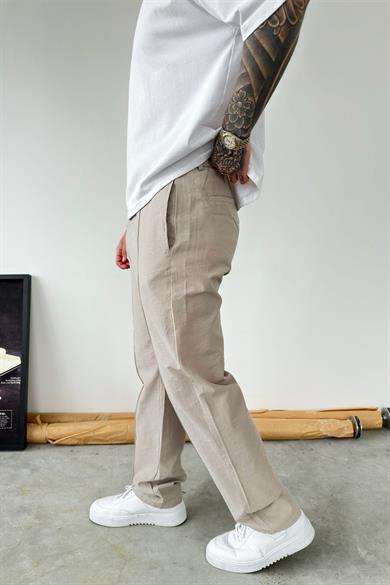 Bej Çımalı Modal Kumaş Pantolon