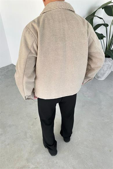 Bej Premium Kaşe Kumaş Relaxed Ceket