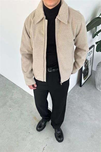 Bej Premium Kaşe Kumaş Relaxed Ceket