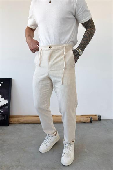 Bej Premium Regular Keten Pantolon