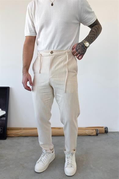 Bej Premium Regular Keten Pantolon