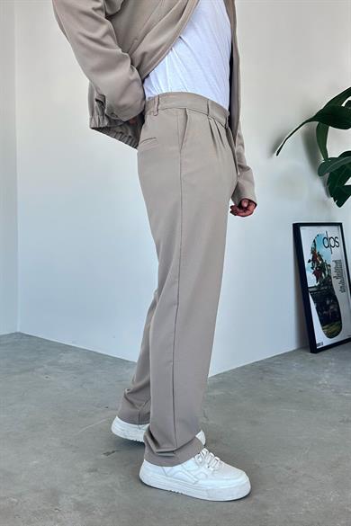 Bej Premium Relaxed Fit Kumaş Pantolon