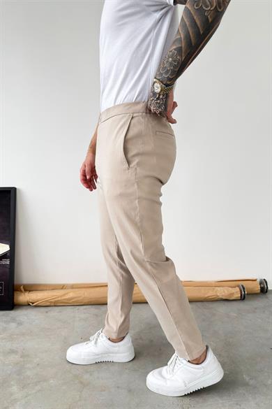 Bej Tensel Kumaş Regular Fit Pantolon