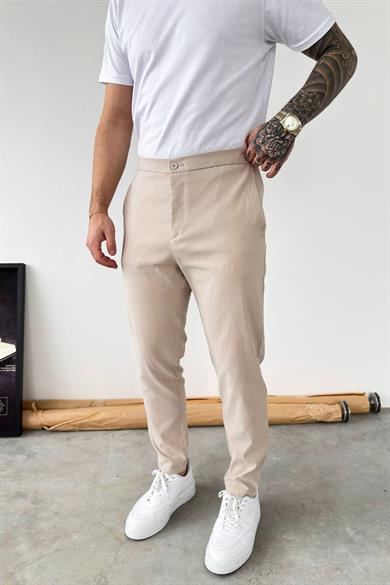 Bej Tensel Kumaş Regular Fit Pantolon