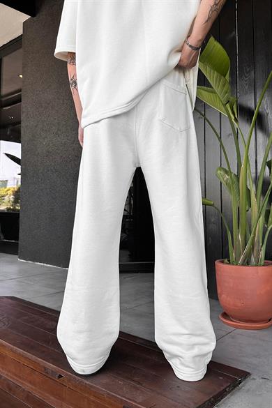 Beyaz 350GSM OUTPLENTY PREMİUM Paçası Ayarlanabilir Baggy Eşofman