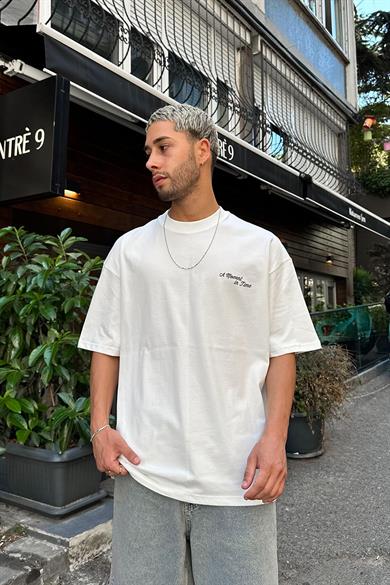 Beyaz A Moment PM Oversize Tişört