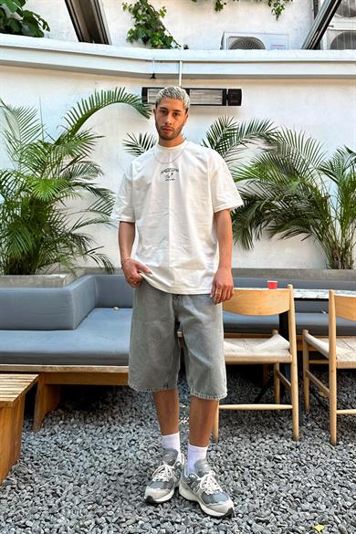 Beyaz Amsterdam Nakış Detay PM Oversize Tişört