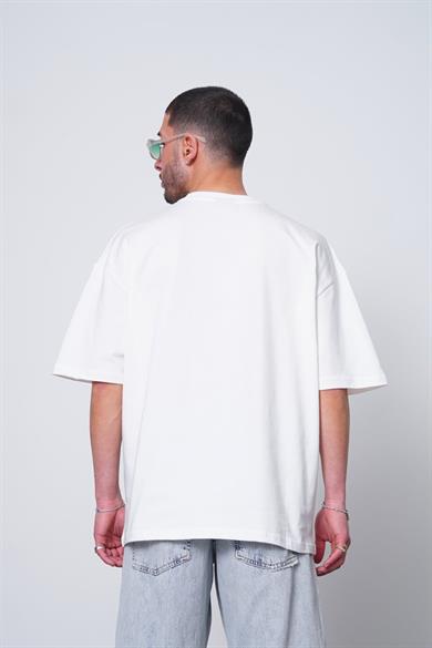 Beyaz Amsterdam Nakış Detay PM Oversize Tişört