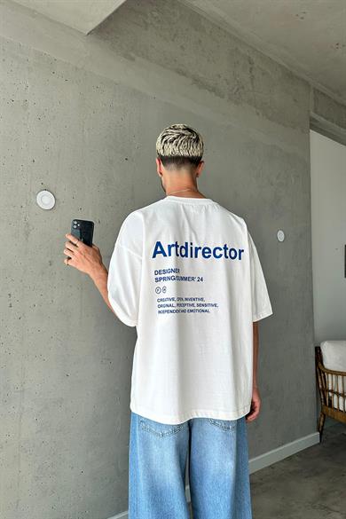 Beyaz Artdirector OUTPLENTY PREMİUM Oversize Tişört