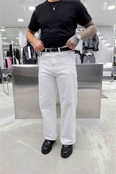 Beyaz Basic Baggy Pantolon