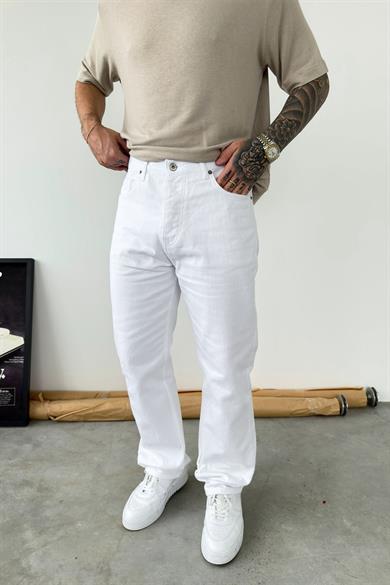 Beyaz Basic Baggy Pantolon