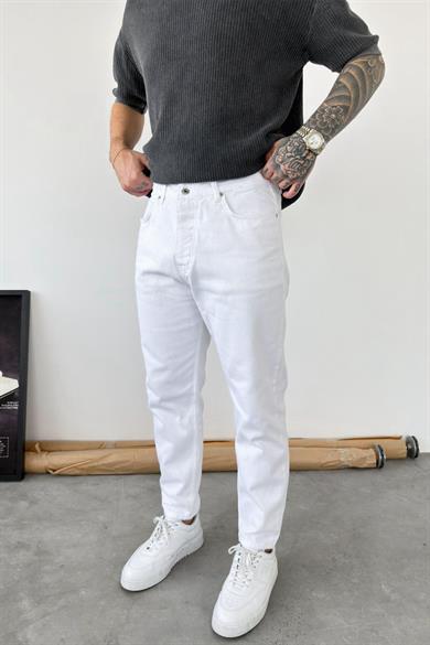 Beyaz Basic Boyfriend Pantolon
