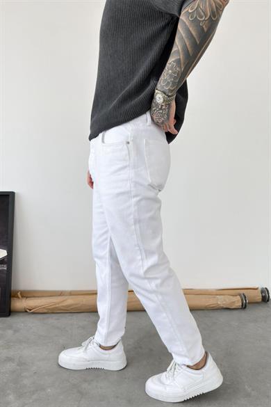 Beyaz Basic Boyfriend Pantolon