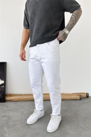 Beyaz Basic Boyfriend Pantolon