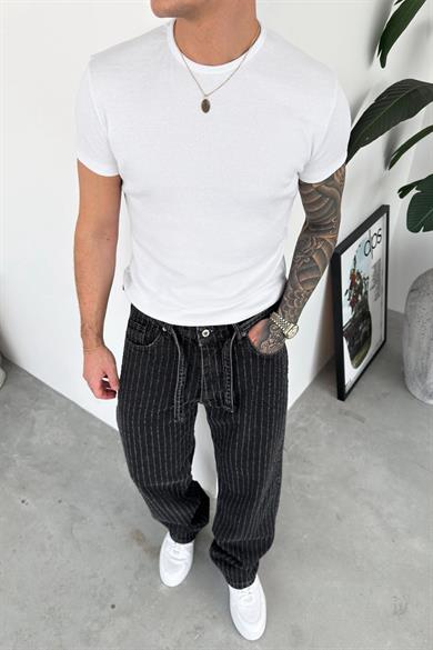 Beyaz Basic Fitilli Relaxed Tişört