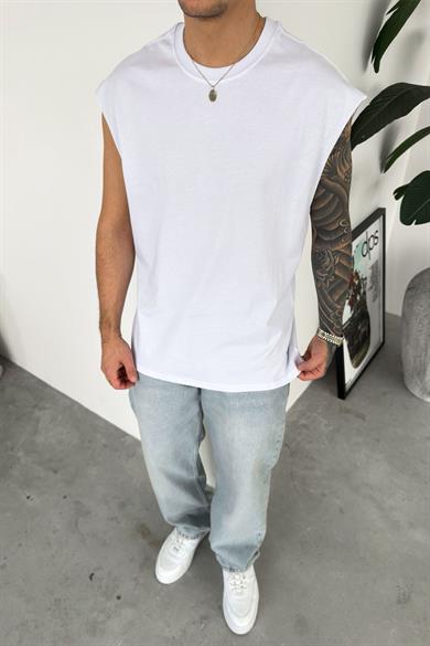 Beyaz Basic Oversize Atlet