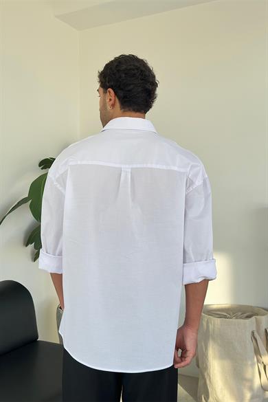 Beyaz Basic Oversize Gömlek